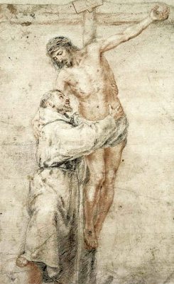 By-murillo-bartolomc3a9-esteban-st-francis-at-the-foot-of-the-cross-embracing-jesus